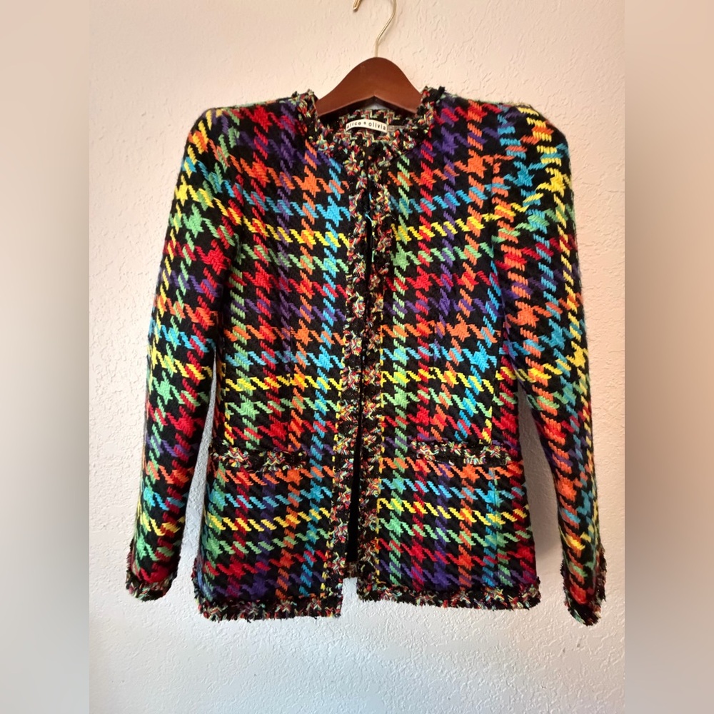 Alice + Olivia Multicolor Plaid Blazer